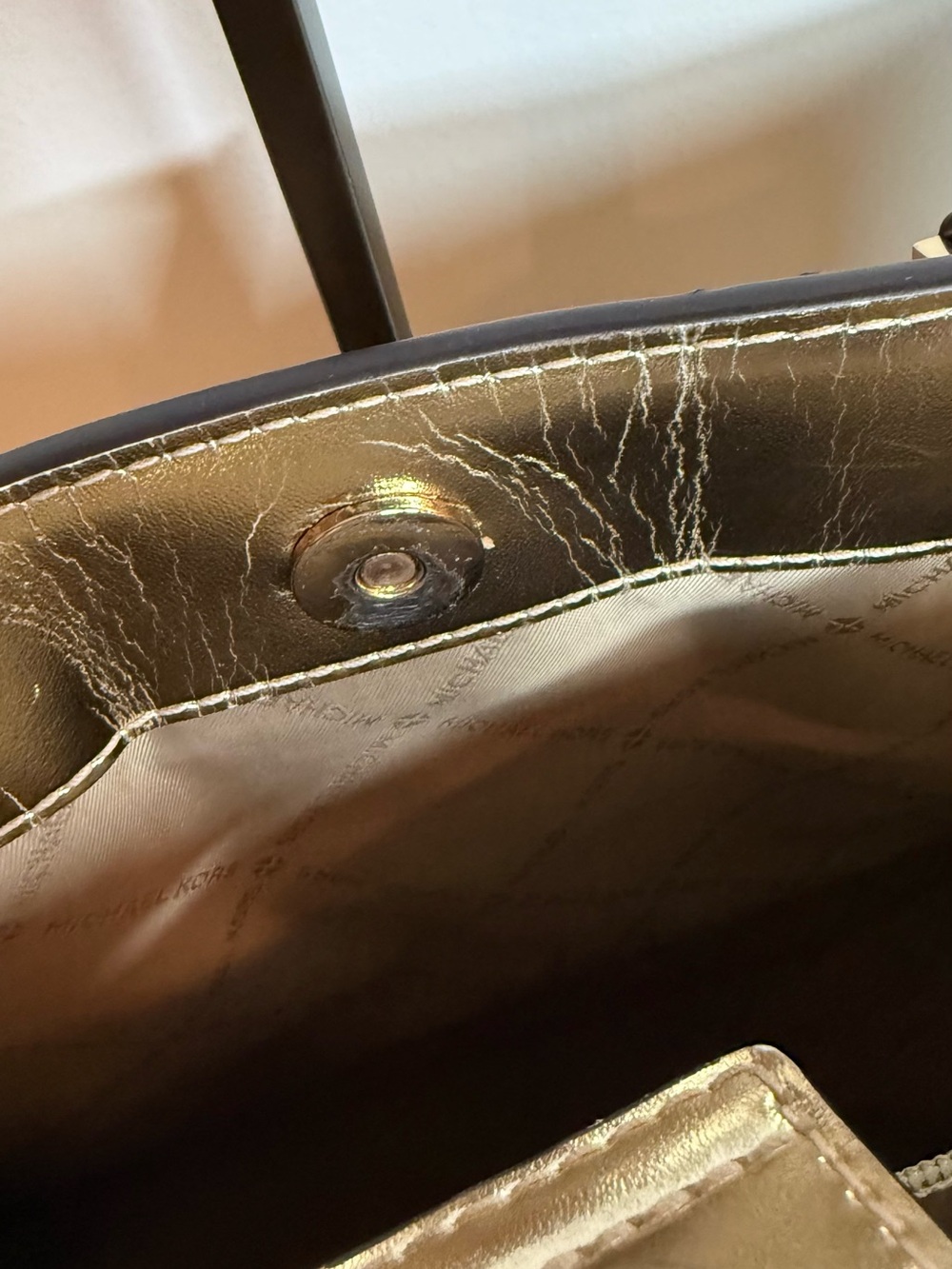 Michael Kors Hamilton Medium Metallic Satchel (with callouts) - Picture 12 of 13